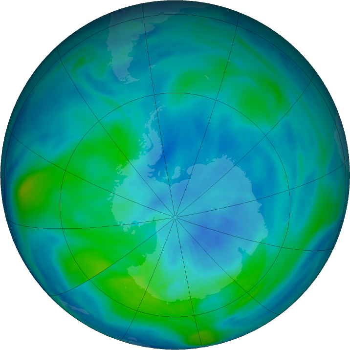 Antarctic ozone map for 26 March 2017